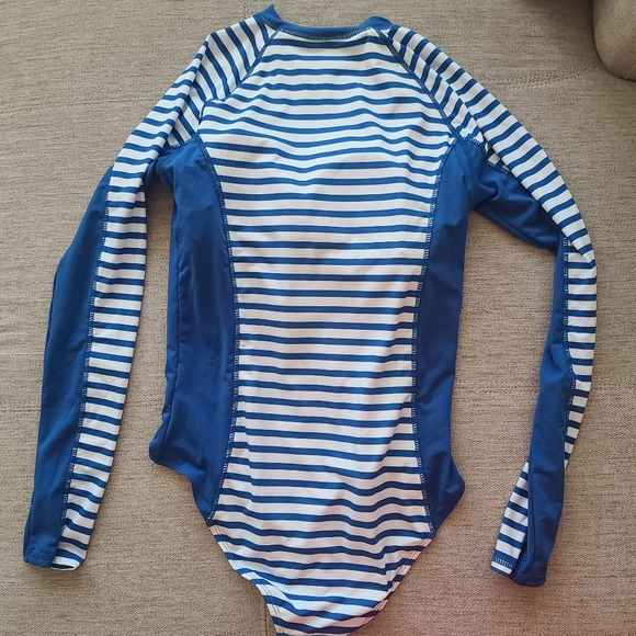 CABANA LIFE Exclusive Road Map Blue/White Stripe Long Sleeve Swim Unisuit Sz Med - Picture 5 of 7